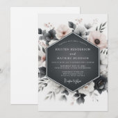 Invitation Slate Grey Floral Elegance Wedding (Devant / Derrière)