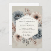 Invitation Slate Hazy Floral Wedding (Devant / Derrière)