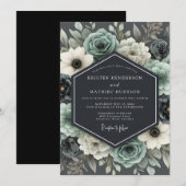 Invitation Slate & Ivory Moody Floral Wedding (Devant / Derrière)