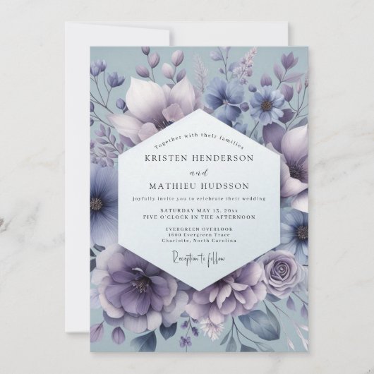 Invitation Slate Mystic Bloom Wedding (Devant)