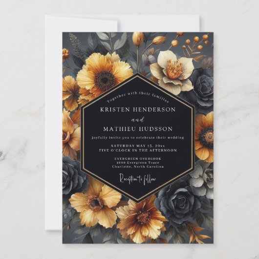 Invitation Slate Ochre Baroque Wedding (Devant)
