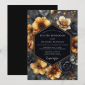 Invitation Slate Ochre Baroque Wedding (Devant / Derrière)