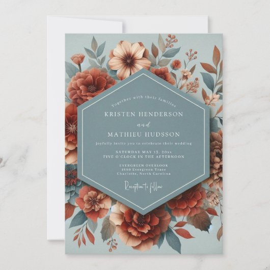 Invitation Slate Paprika Autumnal Wedding (Devant)