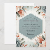 Invitation Slate Peach Painterly Wedding (Devant / Derrière)