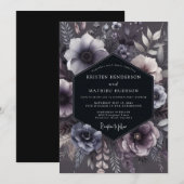 Invitation Slate Purple Floral Moody Wedding (Devant / Derrière)