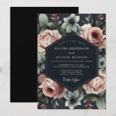 Invitation Slate Rose Dramatic Wedding (Devant / Derrière)