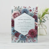 Invitation Slate Rouge Somber Flora Wedding (Debout devant)