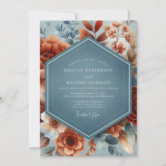 Invitation Slate Rust Brushstroke Wedding (Devant)