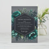Invitation Slate Teal Moody Flora Wedding (Debout devant)
