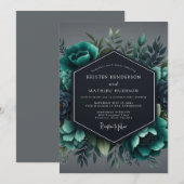 Invitation Slate Teal Moody Flora Wedding (Devant / Derrière)