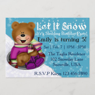 Invitation Sledding de fête d'anniversaire