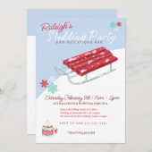 Invitation Sledding Hot Cocoa Kids hiver Anniversaire Invitat (Devant / Derrière)
