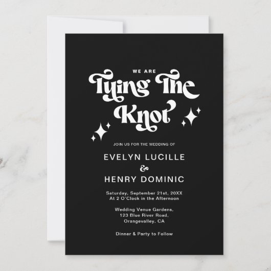 Invitation Sleek Back Retro We are Tying Mariage (Devant)