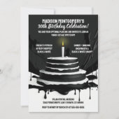 Invitation Sleek Cake Black and White Thème Anniversaire (Devant)