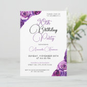 Invitation Sleek Purple Rose 90e anniversaire (Debout devant)