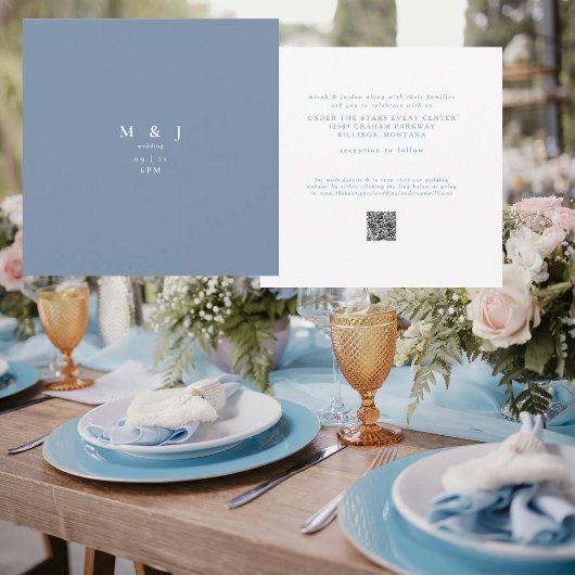 Invitation Sleek & Simple Modern Periwinkle Square Wedding
