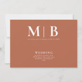 Invitation Sleek & Simple Monogram Terracotta Aucun parent (Devant)