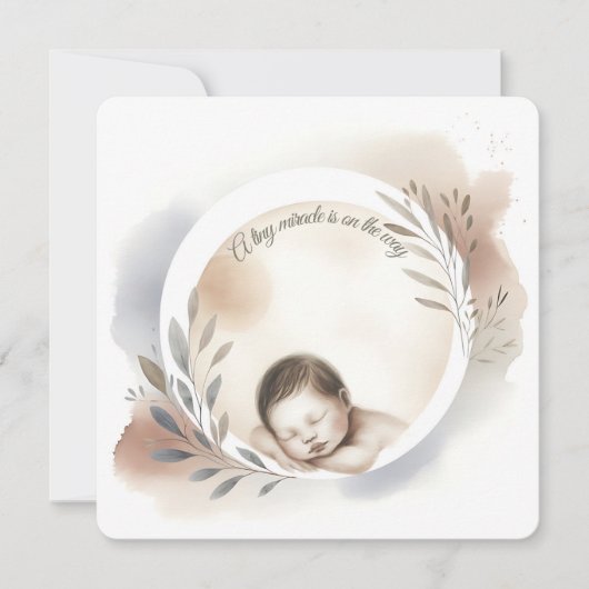 Invitation Sleeping Baby Watercolor Illustration (Devant)