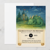 Invitation Sleeping Dragon Under Starry Sky Birthday (Devant / Derrière)