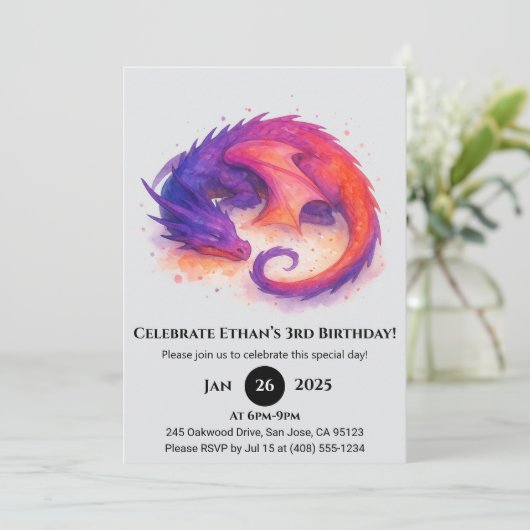 Invitation Sleeping Flame Dragon Birthday (Debout devant)