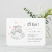 Invitation Sleeping Little Elephant Girl Oh Baby shower (Debout devant)