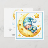 Invitation Sleeping with the Moon Boy's Baby Shower (Devant / Derrière)