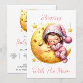 Invitation Sleeping with the Moon Girl's Baby Shower (Devant / Derrière)
