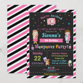 Invitation Sleepover Anniversaire Fête Fête Stwood Girls (Devant / Derrière)