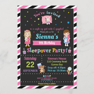 Invitation Sleepover Anniversaire Fête Fête Stwood Girls