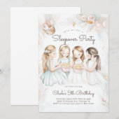 Invitation Sleepover Anniversaire Soirée cinéma Fille anniver (Devant / Derrière)