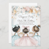 Invitation Sleepover Anniversaire Soirée cinéma Fille anniver (Devant / Derrière)