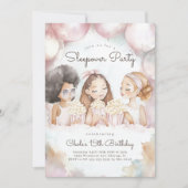 Invitation Sleepover Anniversaire Soirée cinéma Fille anniver (Devant)