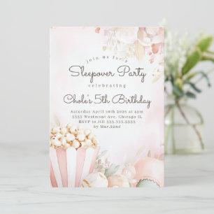 Invitation Sleepover Anniversaire Soirée cinéma Fille anniver