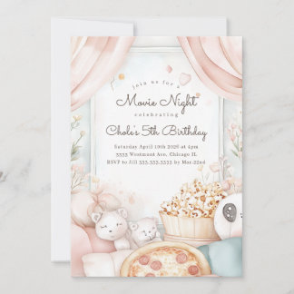 Invitation Sleepover Anniversaire Soirée cinéma Fille anniver
