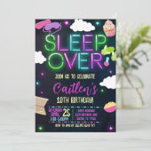 Invitation Sleepover Birthday Neon Slumber Party (Debout devant)