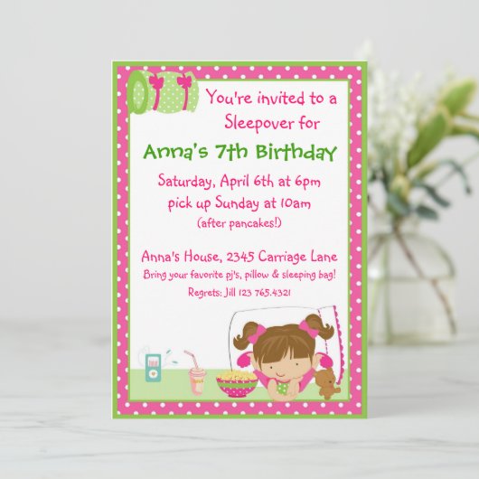 Invitation Sleepover Brunett (Debout devant)