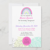 Invitation Sleepover d'anniversaire de la fille Rainbow 90 Pa (Devant)