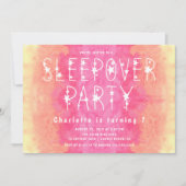 Invitation Sleepover étoilé de filles d'aquarelle rose orange (Devant)