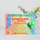 Invitation SLEEPOVER fête d'anniversaire en sommeil (Debout devant)