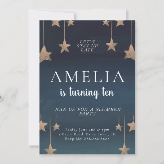 Invitation Sleepover & Fête de bois d'oeuvre Anniversaire Inv (Devant)