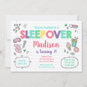 Invitation Sleepover Fête de bois Rainbow Girl Anniversaire (Devant)