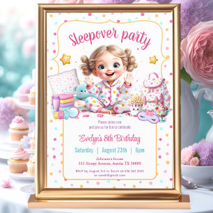 Invitation Sleepover Fête de bois rose mignonne Fille Anniver