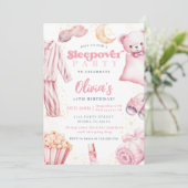 Invitation Sleepover Fête Fille Spa Rose Anniversaire (Debout devant)