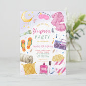 Invitation Sleepover Fête Fille Spa Rose Anniversaire (Debout devant)