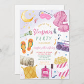 Invitation Sleepover Fête Fille Spa Rose Anniversaire (Devant / Derrière)