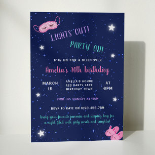 Invitation Sleepover Fille de bois rose fête d'anniversaire