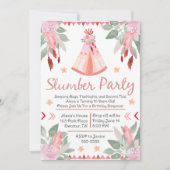 Invitation Sleepover Fille de la fête du bois rose Teepee Ann (Devant)