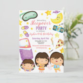 Invitation Sleepover Fille Fête de bois d'oeuvre anniversaire (Debout devant)