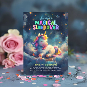 Invitation Sleepover Magique Unicorn Stwood Party Anniversair
