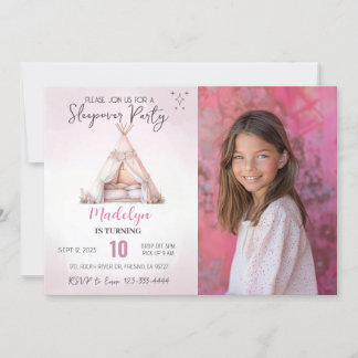 Invitation Sleepover Photo Boho Teepee Stwood Party Anniversa
